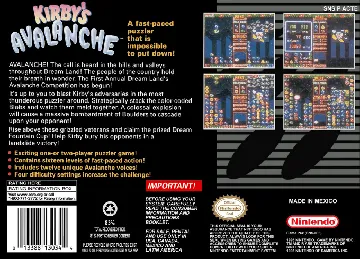 Kirby's Avalanche (USA) box cover back